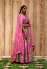 Hot Pink Raw Silk LehengaIMG_0768 copy